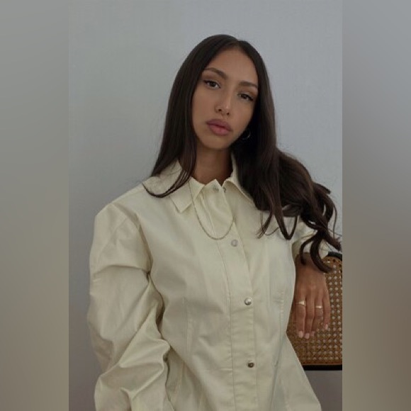 BNWT Thakoon Fitted Puff Sleeve Shirt Jacket Size 2 Pale Yellow $295 - Picture 1 of 9